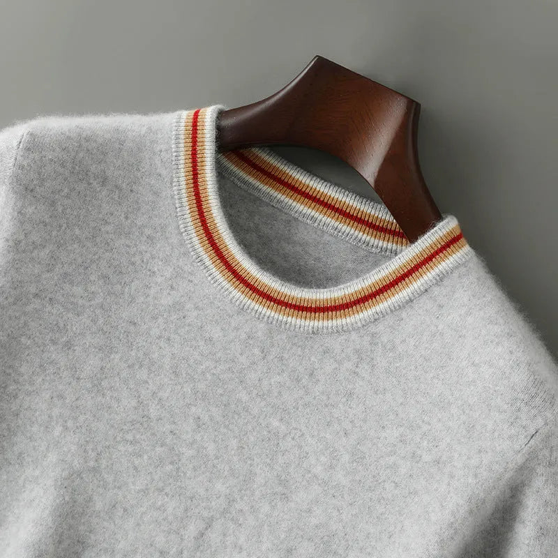 Men's pure wool short sleeve sweater round neck design in grey colour