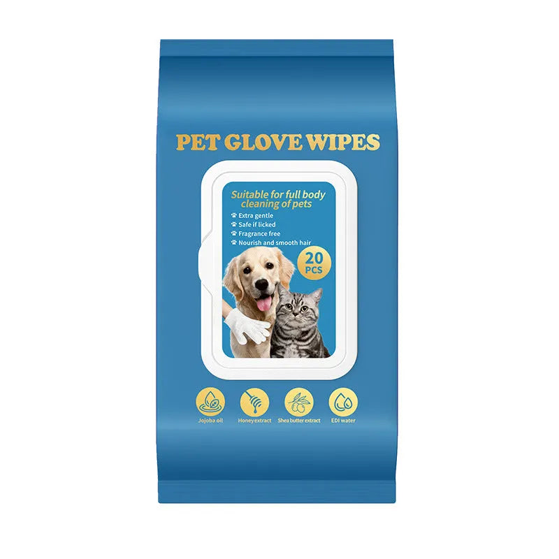 Disposable pet grooming gloves for cats and dogs in 20-piece pack