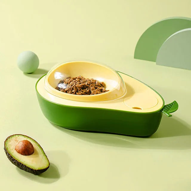 Avocado shaped automatic cat water dispenser and food feeder with slow bowl option