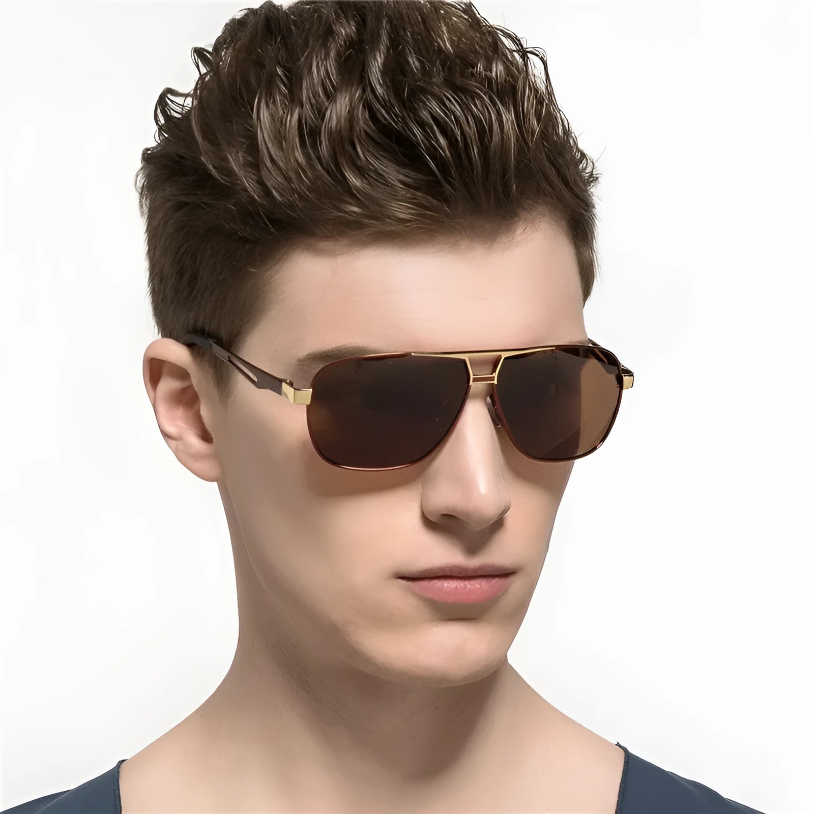 Men's orange red polarised aviator sunglasses with metal frame and TAC HD lenses