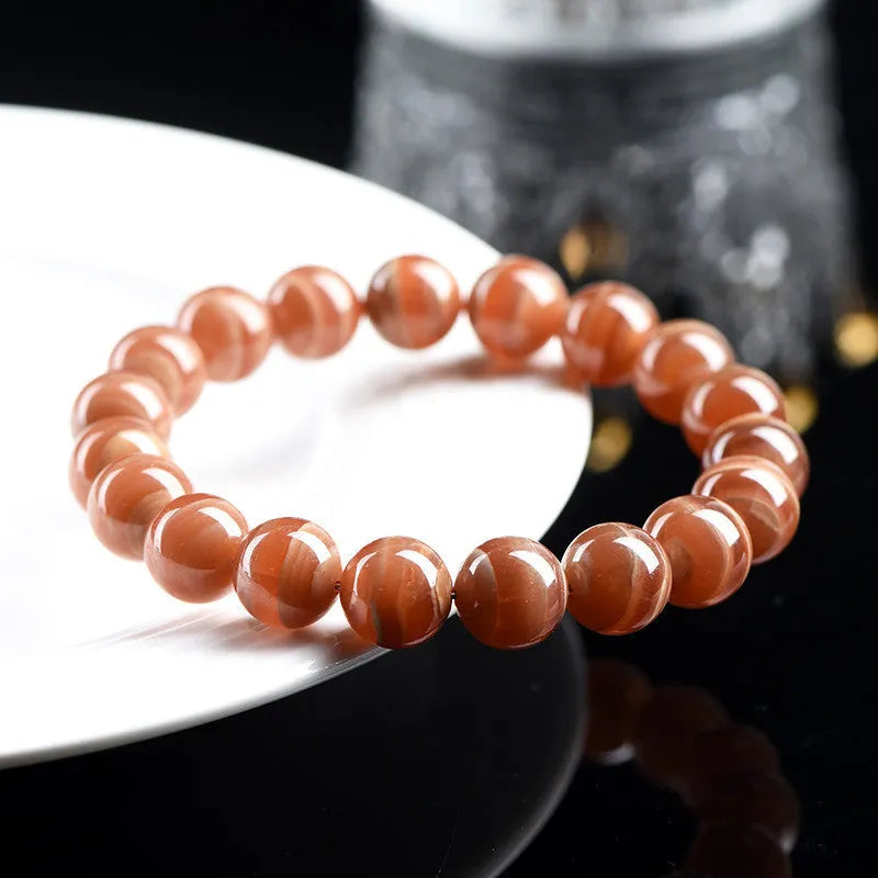 Natural Old Mine Rhodochrosite mineral bracelet with geometric manganese spar beads