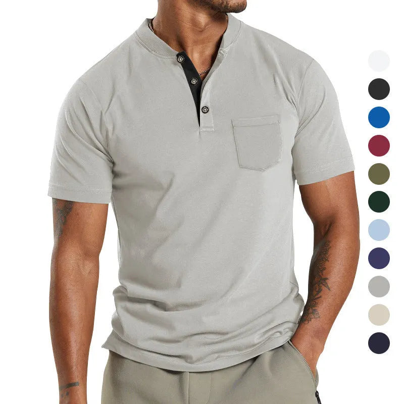 Men's plus size short sleeve button-down shirt in polyester fabric on a hanger.
