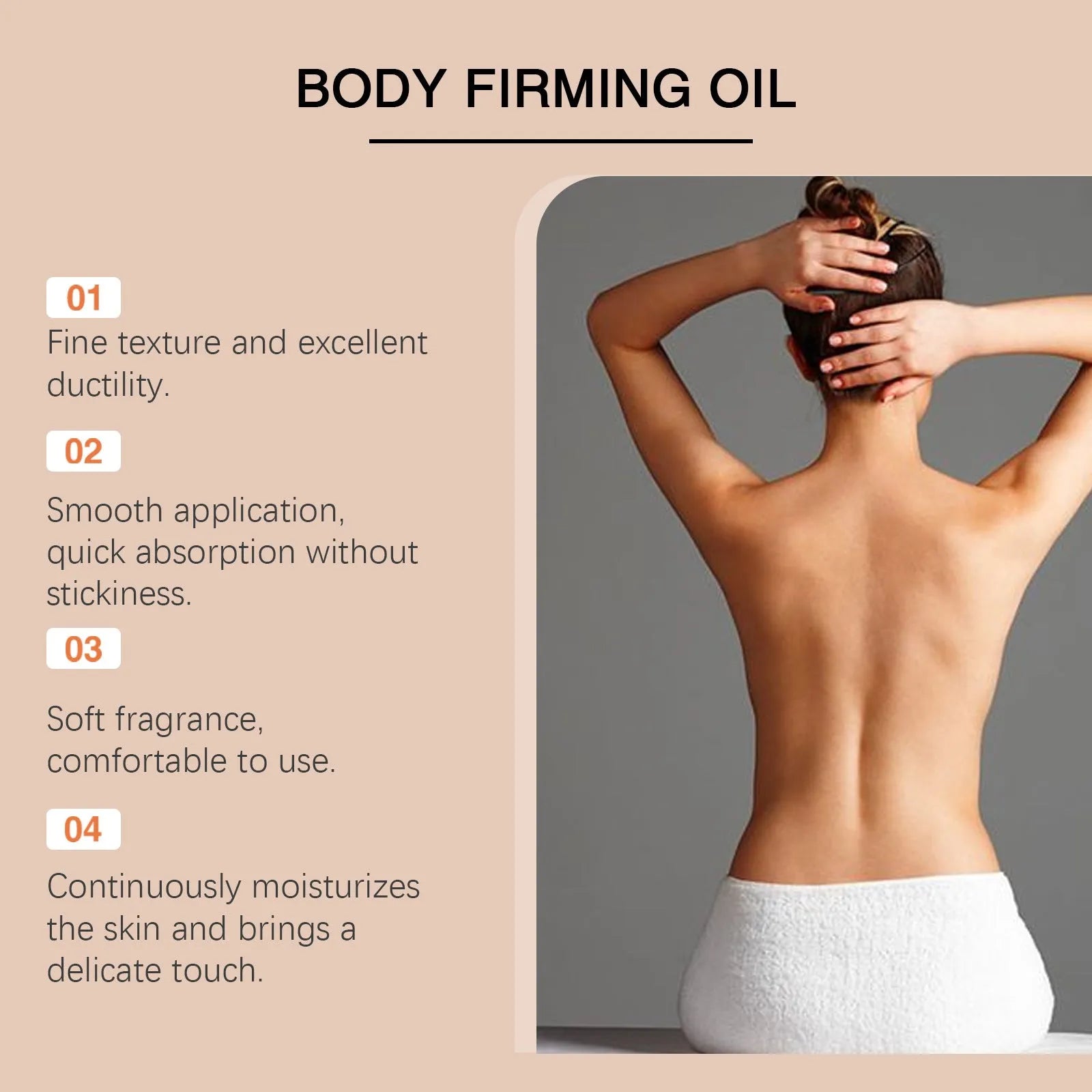 100ml firming body oil bottle with vitamin E and coffee seed oil formulation