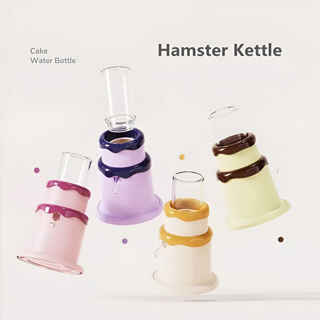 Cream Cake Hamster Kettle 125ml small pet drinker in high borosilicate glass with plastic cap, green colour