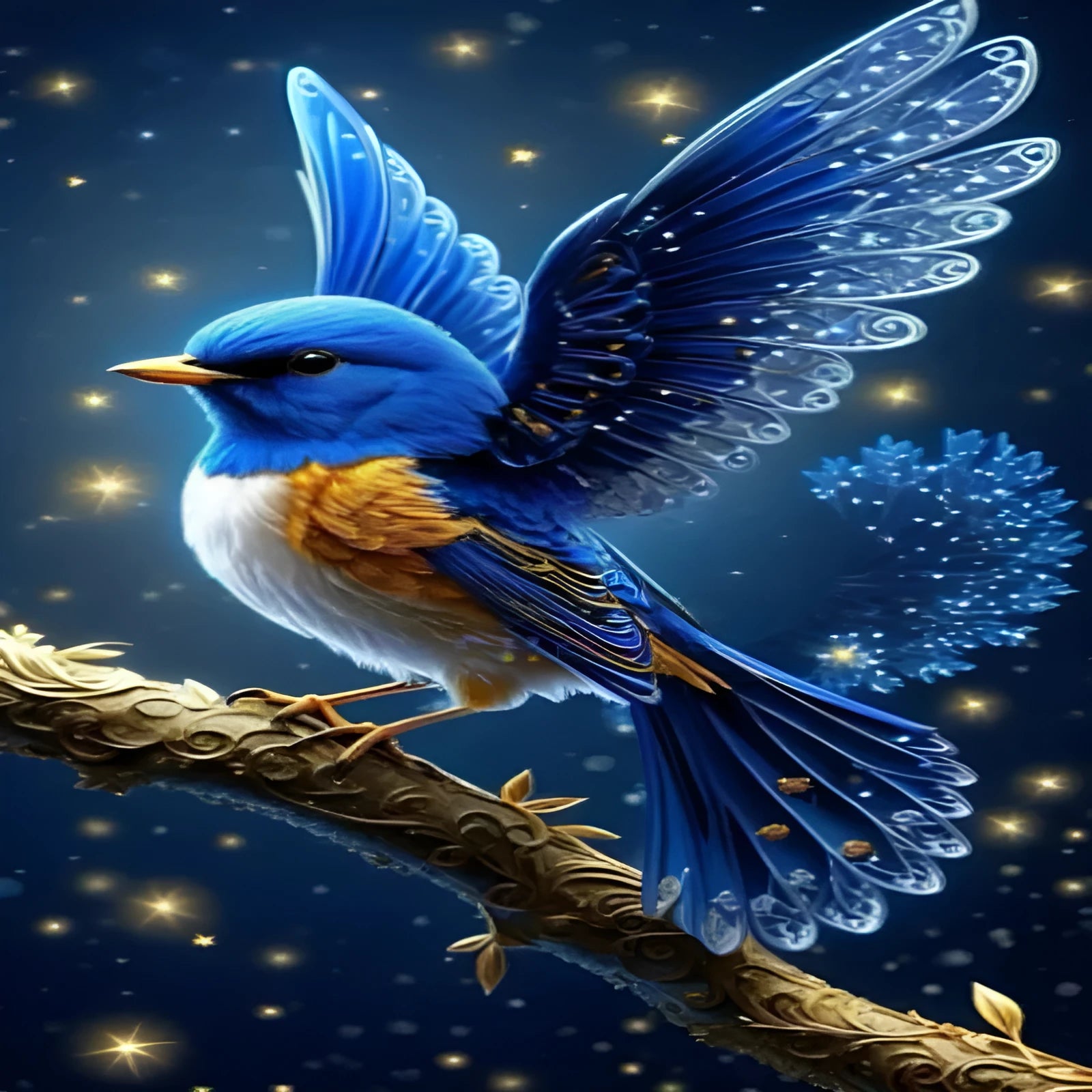 Handmade Blue Bird rhinestone diamond painting kit measuring 60x100cm with internal framework