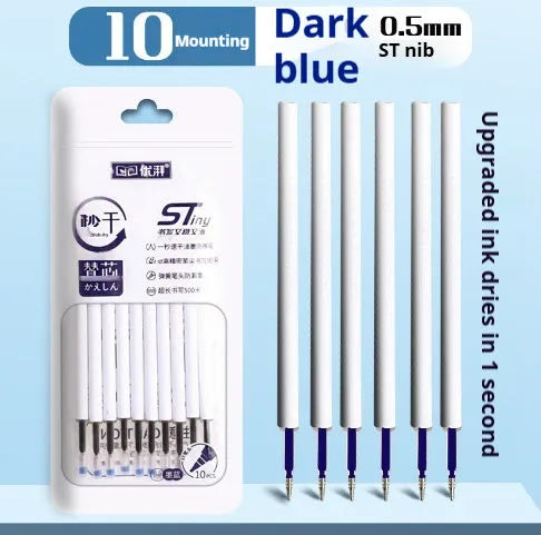 Quick-drying neutral push pen refill cartridges in black, blue, ink blue, and red colours