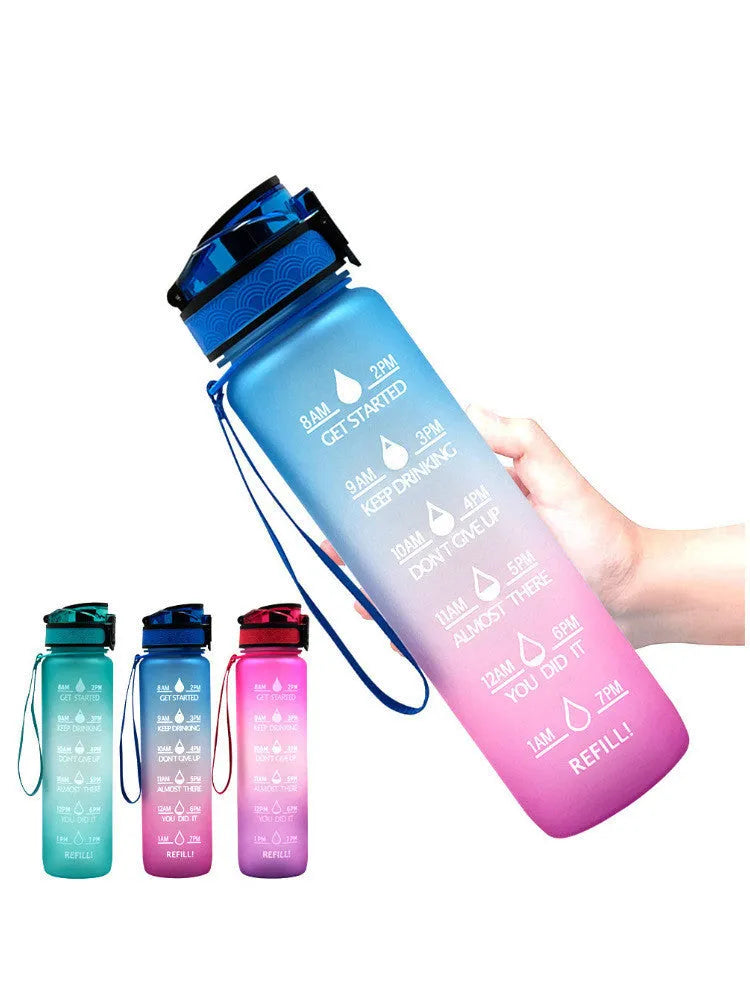 Clear 1000ml Tritan sports water bottle with infuser and BPA-free plastic construction
