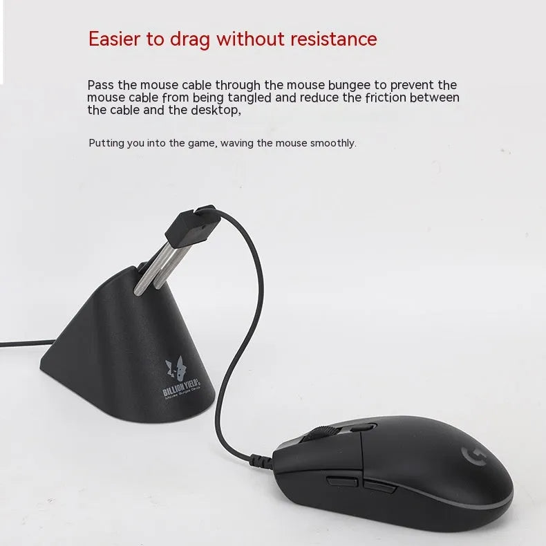 Black and white ABS plastic mouse cable holder for gaming desk organisation