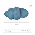 Deep sea shark design rubber dog toy shown in conch blue, conch green, starfish blue, and starfish green colour variations.