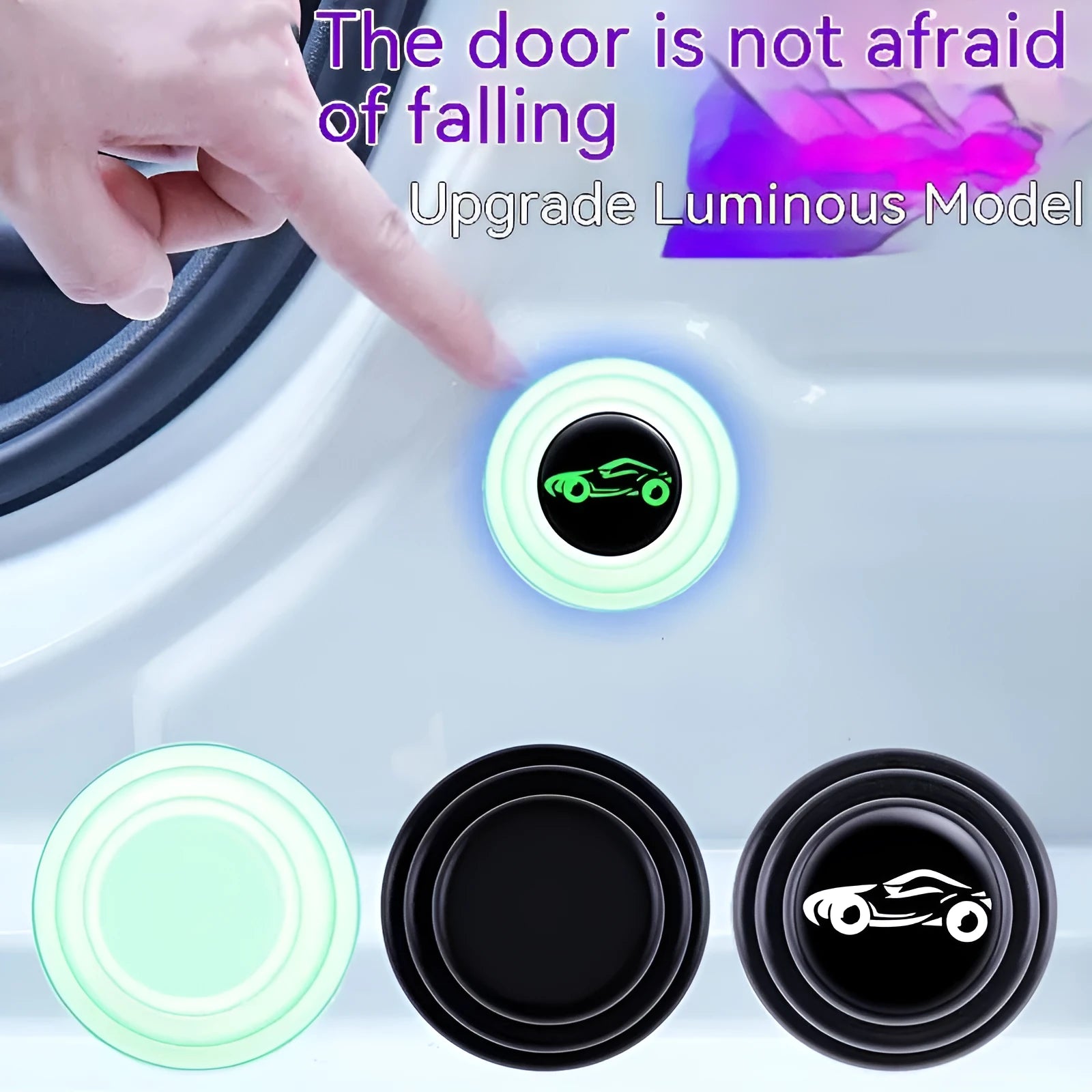 20mm silicone car door shock pads in black and luminous colours for vehicle protection