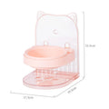 Grey adjustable height cat bowl with fixed anti-spill collar for neck protection