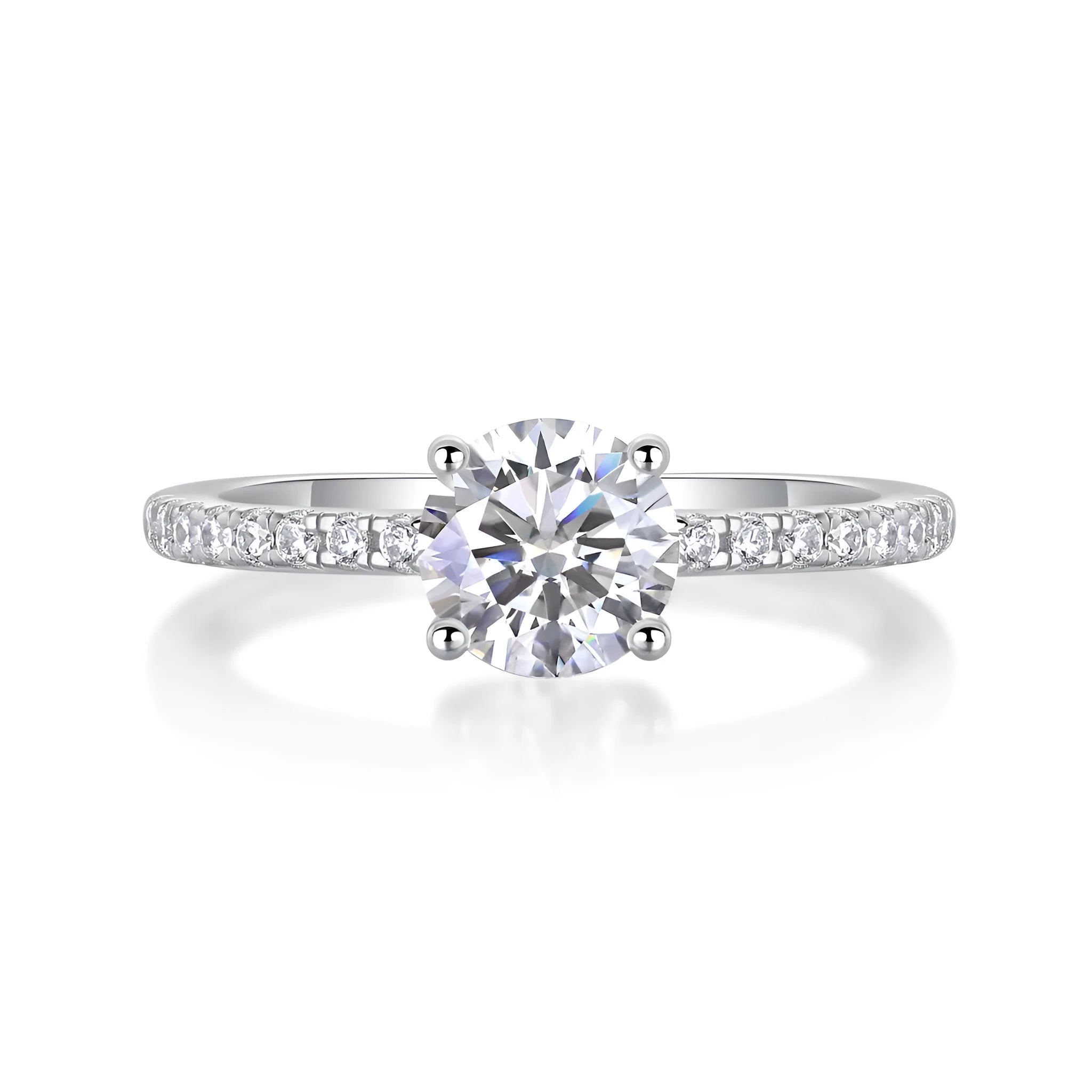 Moissanite wedding ring set with platinum-plated S925 silver, 1-10 carat stone, in gift box with GRA certificate