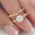Rose gold simulation diamond couple rings on hand, copper geometric fashion OL style, sizes No 6-10