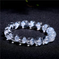 Women's natural white ghost pyramid bracelet with white crystal beads and a ruyi charm