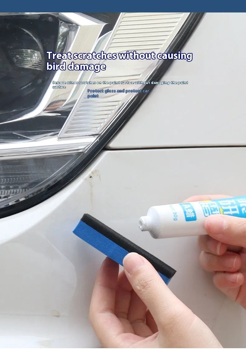 Car repair wax kit with A wax, B wax, and a frosted sponge mop for scratch removal and polishing.