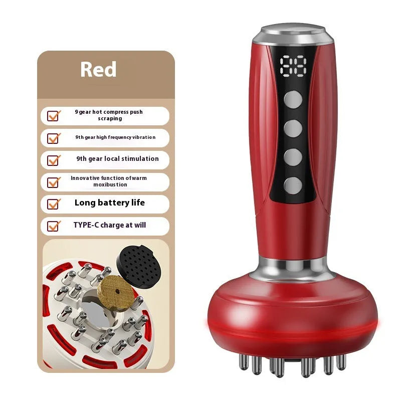 Electric full body heating massage instrument meridian brush with vibration hot compress 1800mAh battery continuously variable speed plastic stainless steel