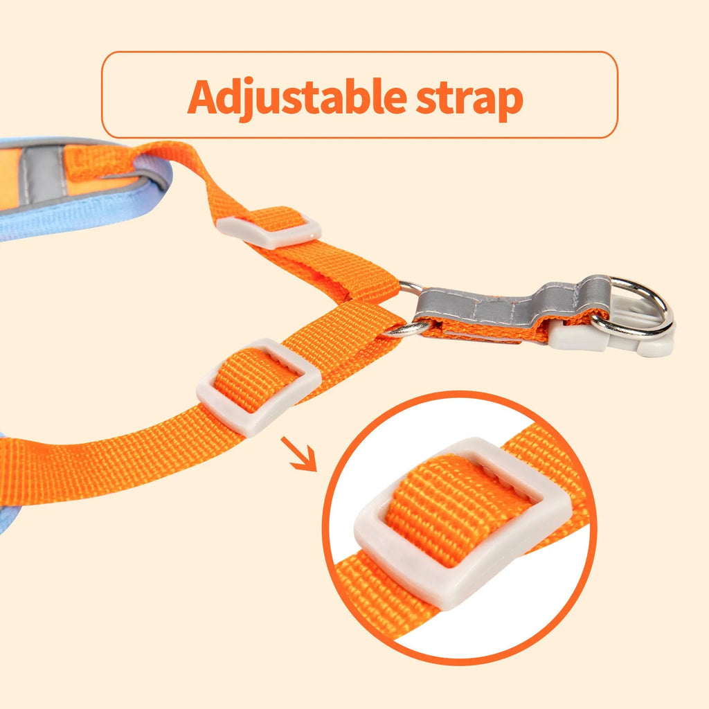 Adjustable dog harness with haulage rope in multiple colours and sizes