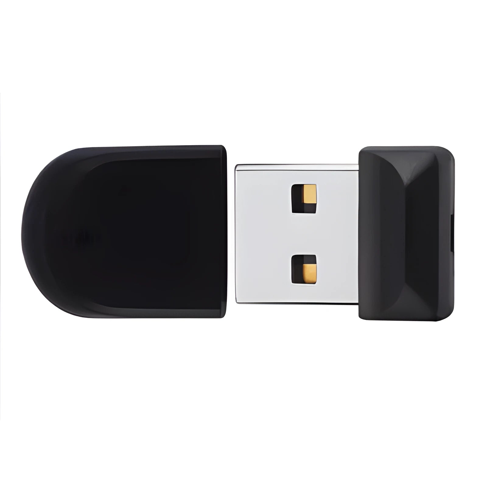 Black waterproof USB flash drive for car audio, showing compact size and rotatable design.