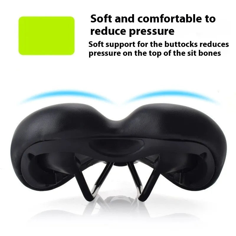 Bicycle seat cushion with 3147 hollow pattern, measuring 270mm by 180mm, on a bike saddle.