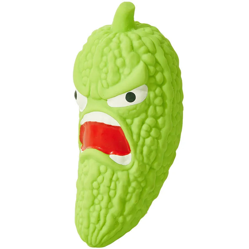 Squeaky bitter gourd and chili shaped dog chew toys for bite resistance and teeth cleaning