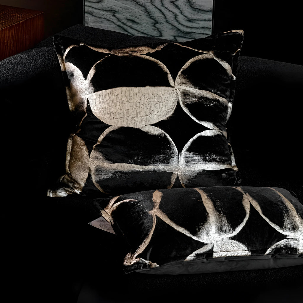 Black gold abstract pattern decorative pillowcase in three sizes with removable cover