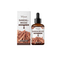 30ml glass bottle of golden-brown sandalwood essential oil fragrance liquid.
