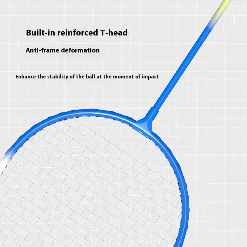 Ultra-light alloy badminton racket set showing blue and red split rackets