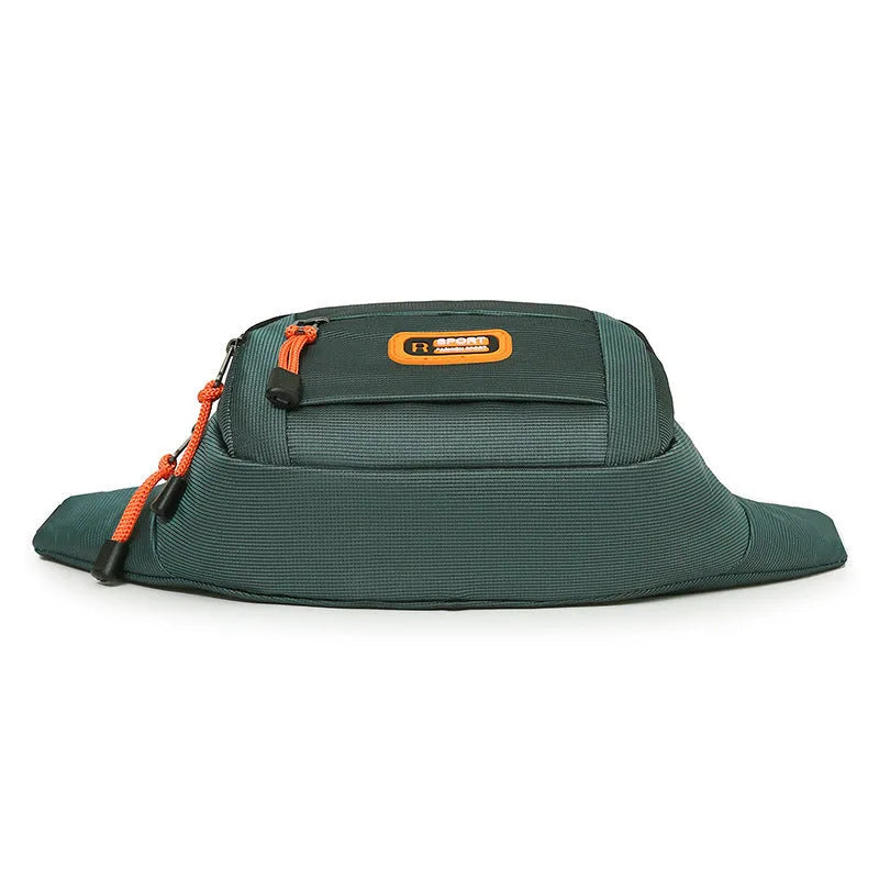 Slanted chest bag in nylon material showing water-resistant design with front access