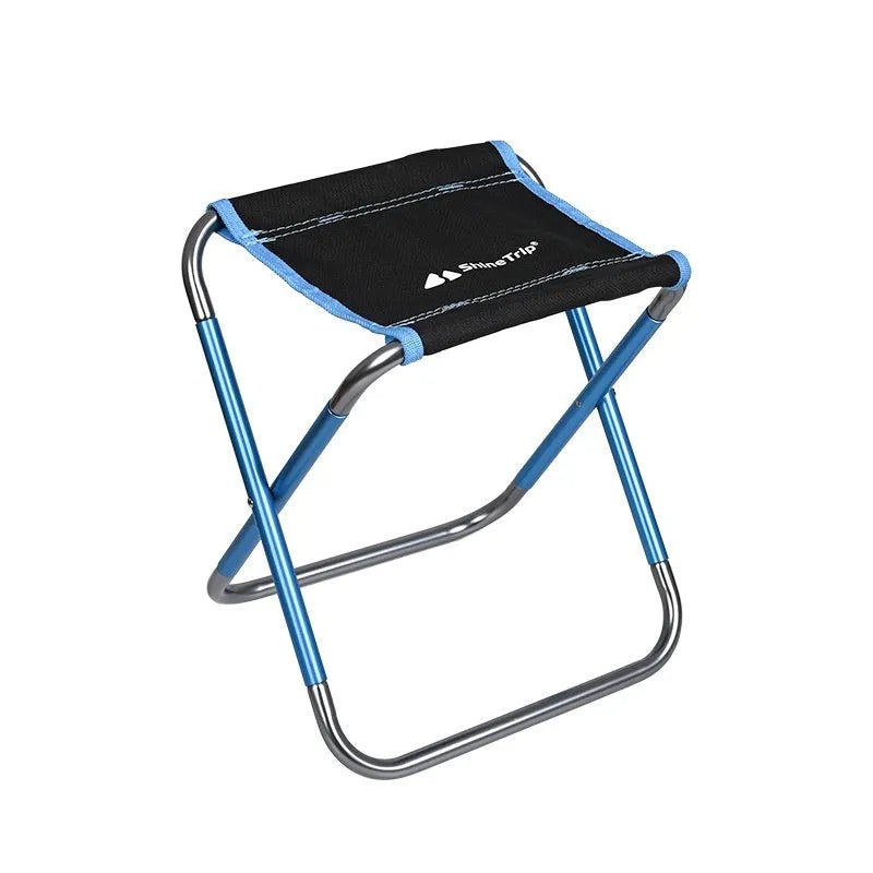 Black ethnic style aluminium alloy folding camping stool in open position