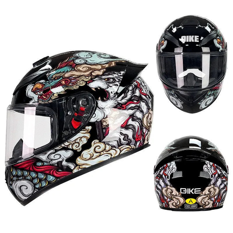 Dragon design ABS motorcycle helmet for men and women in multiple sizes