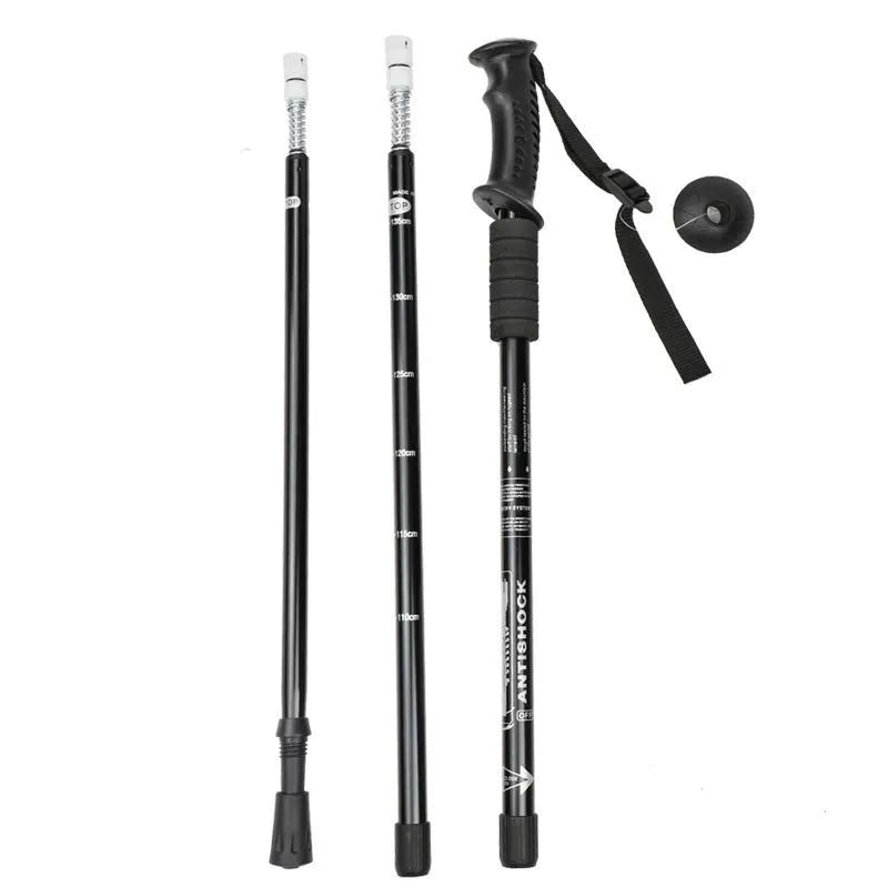 Aluminium alloy telescopic trekking poles with adjustable length and accessories