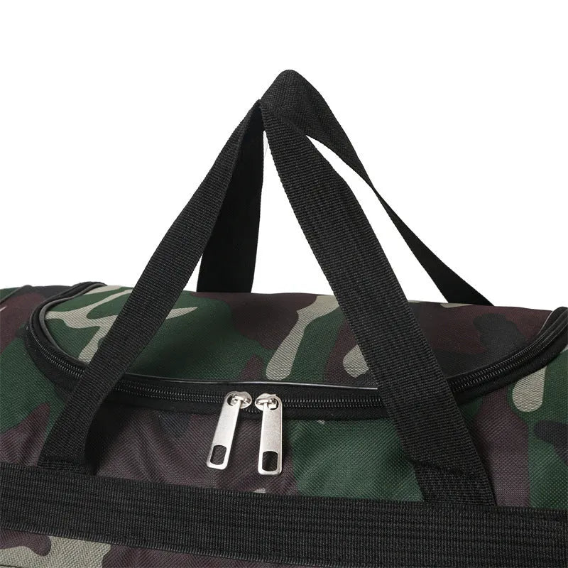 Black camouflage stripes pattern luggage bag with waterproof fabric construction