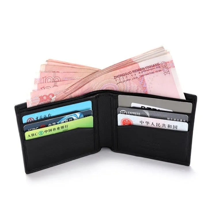 Genuine pearl fishskin cowhide leather wallet in a short horizontal square shape.