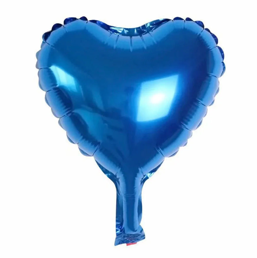 Five peach heart shaped aluminum foil balloons in metallic colours for party decoration