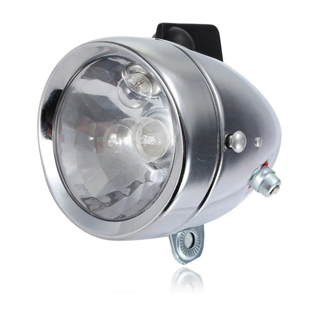 Bicycle generator light modification kit with dynamo unit and wiring for friction-powered illumination