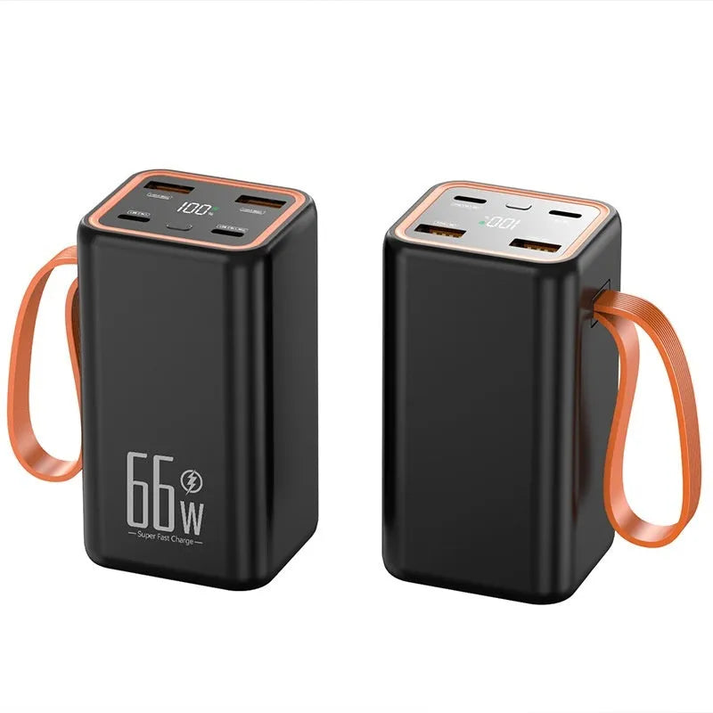 PD66W fast charge 20000 mAh power bank in black or white colours with creative design