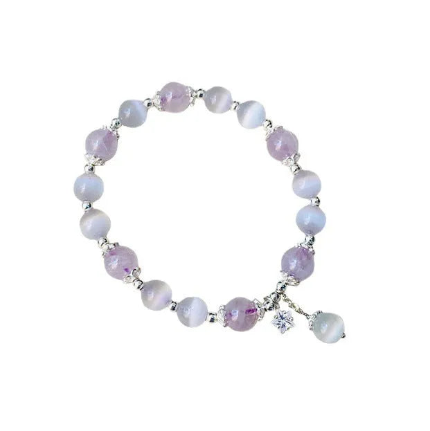 Handmade opal amethyst crystal bracelet with moon-shaped beads over 20mm