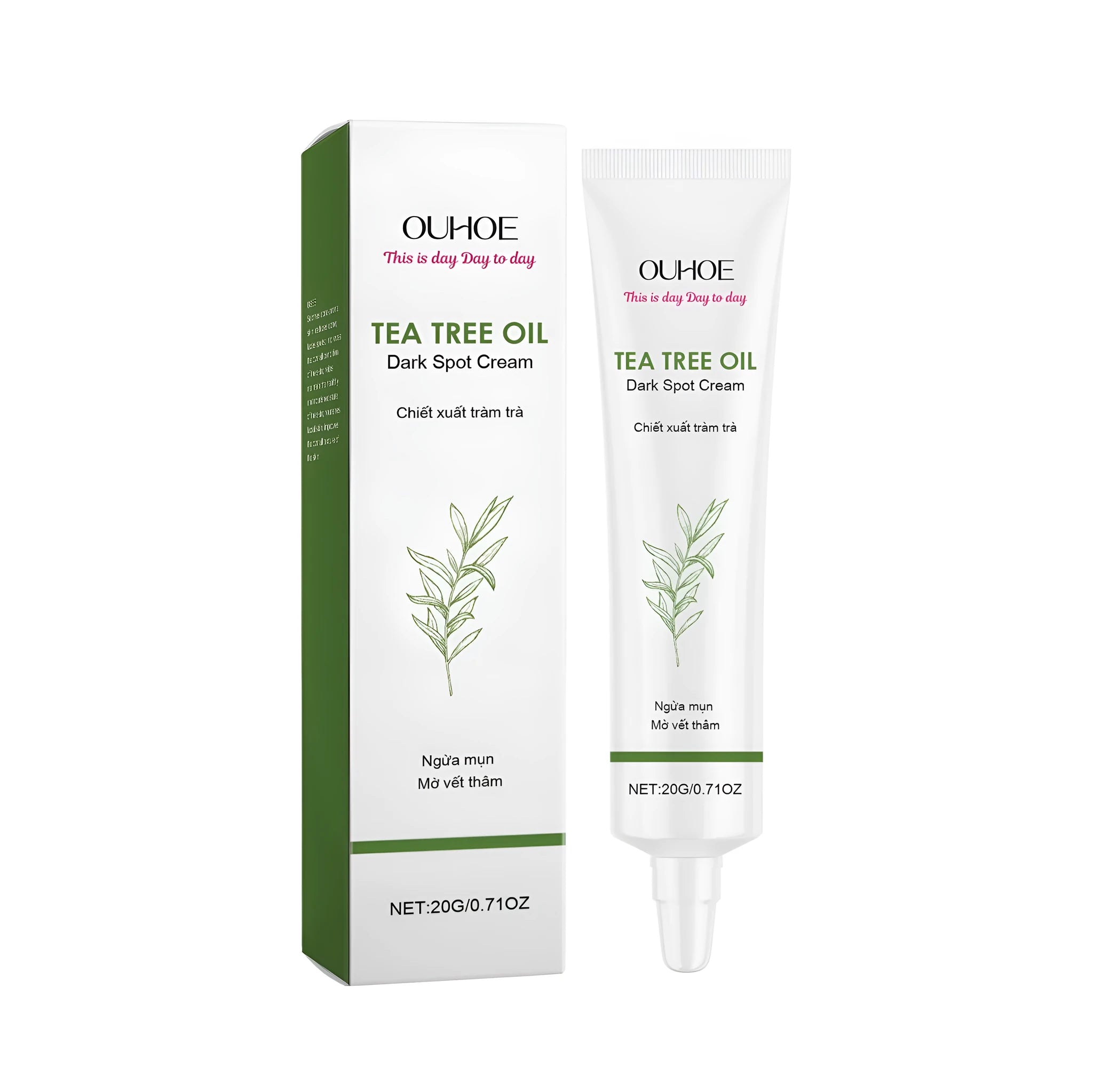20g jar of facial cream with tea tree oil and salicylic acid ingredients