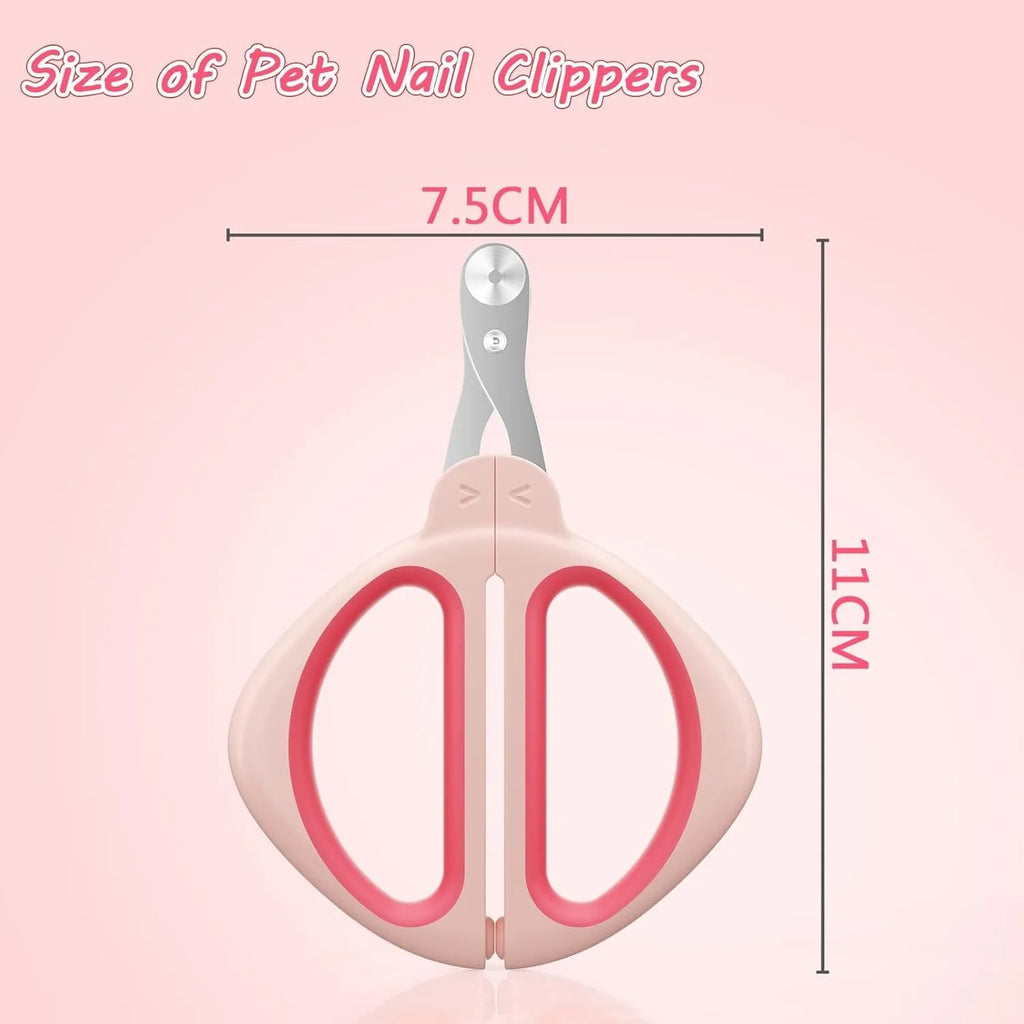 Blue cat nail clipper with positioning round hole and non-slip handle for pet grooming
