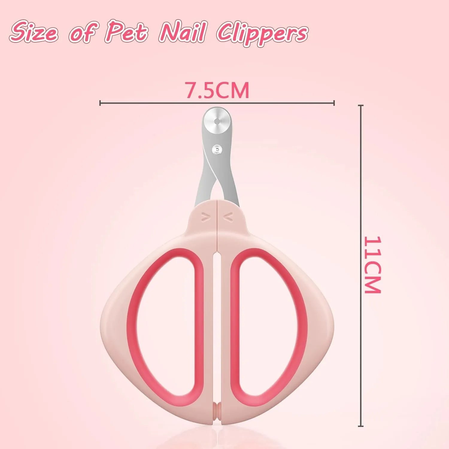 Blue cat nail clipper with positioning round hole and non-slip handle for pet grooming