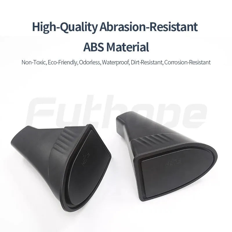Two black ABS plastic car door trash cans designed for Tesla Model Y front door pockets.