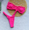 Women's split chest pad bikini swimsuit in leopard print with high-waisted briefs