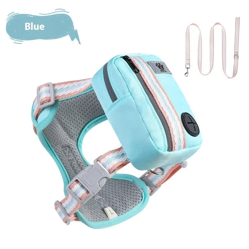 Explosion-proof anti-strangulation pet harness in Oxford cloth with 1.5m holding rope