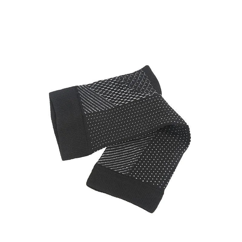 Korean-style functional compression sports sock in black, showing short tube length and elasticated design.