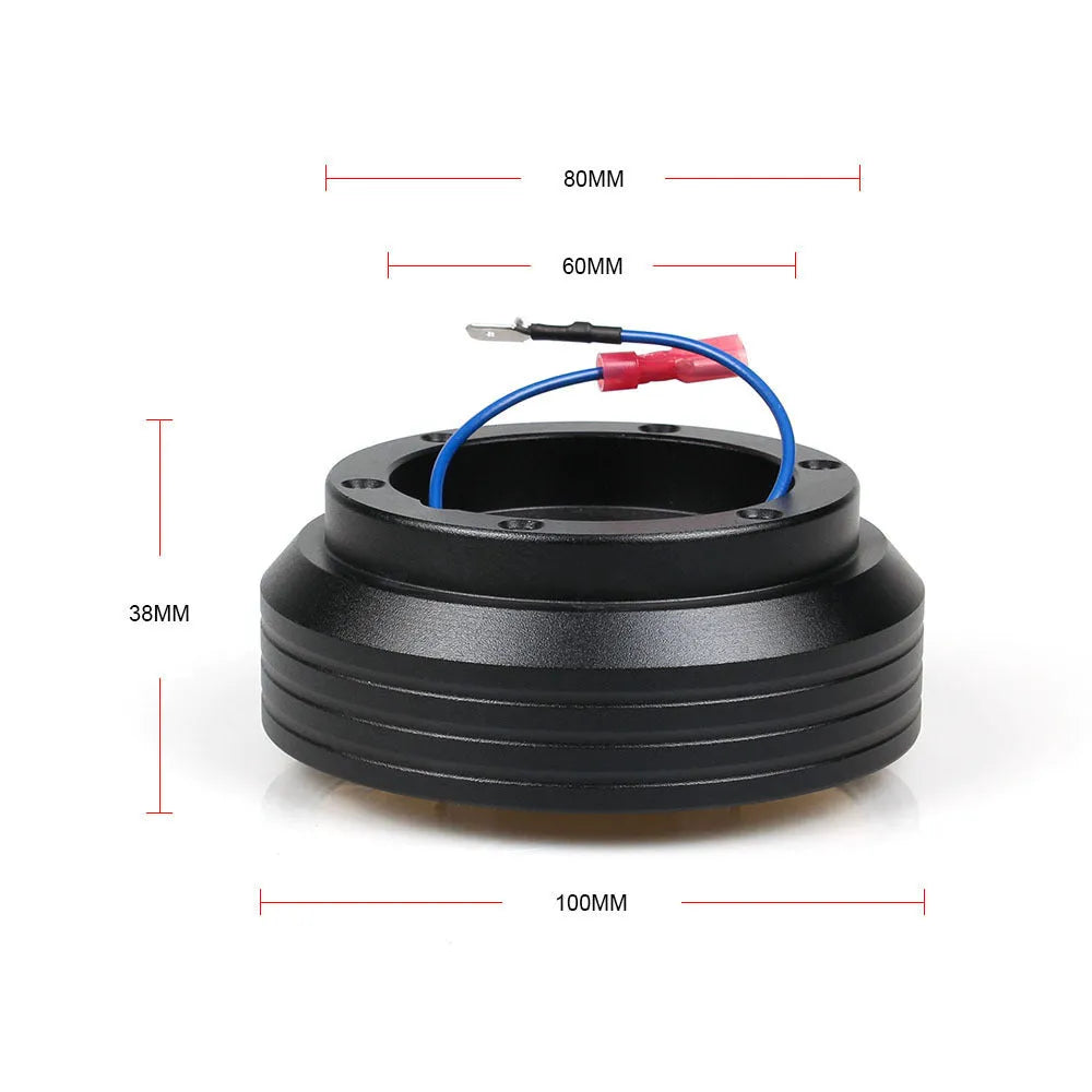 Black steel steering wheel boss kit for Honda Civic EK and EG models, with broad Acura and Honda compatibility.