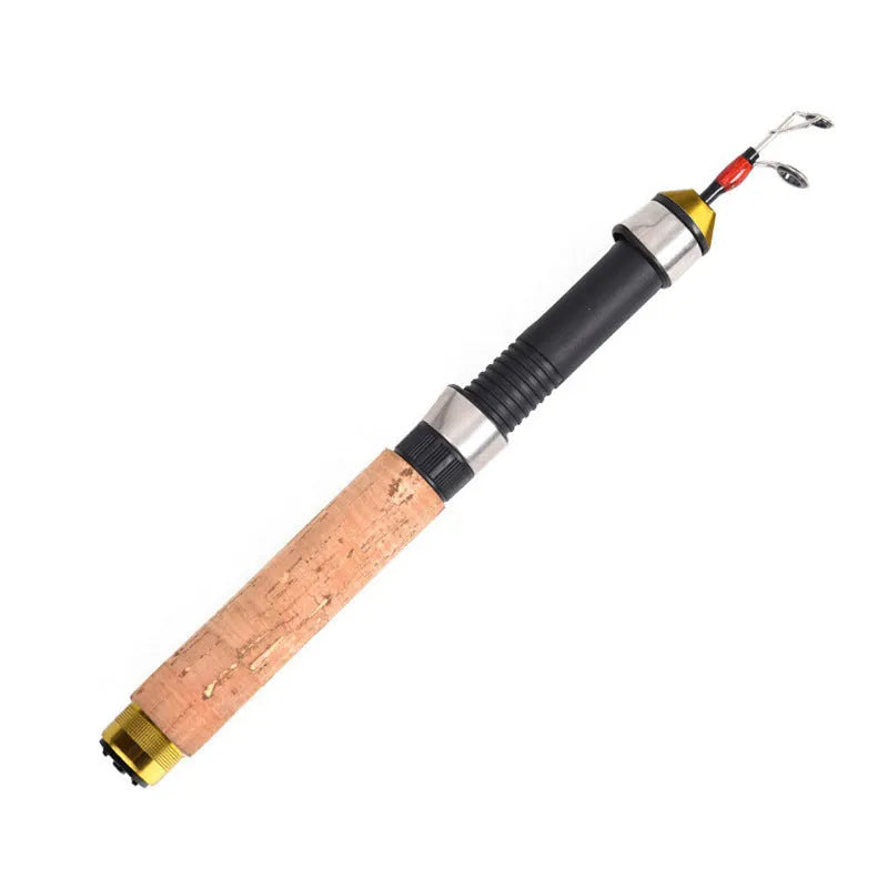 Ice fishing rod retractable 0.6 m carbon coated wood grain lifting pole