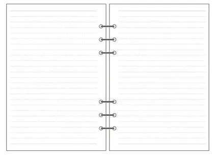 6-hole loose-leaf refill pack with A5 Daolin paper sheets showing blank, dot, line and square grid layouts