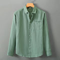 Linen long sleeve cardigan shirt in Chinese style loose fit, solid colour