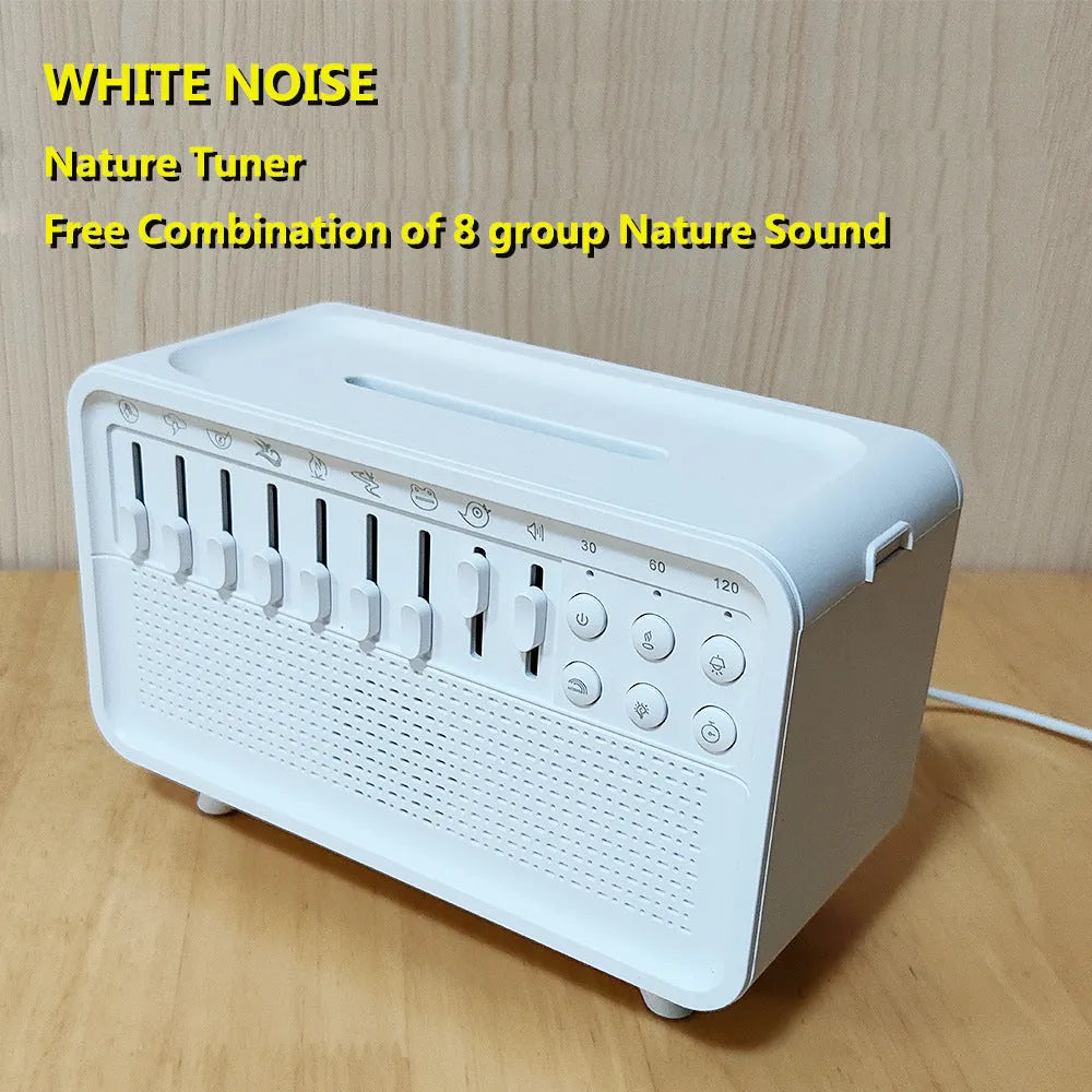 White geometric Bluetooth speaker white noise machine humidifier night light all-in-one device
