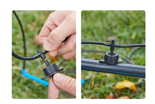 White PE plastic tee water distributor joint for garden irrigation systems